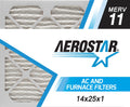 Aerostar 14x25x1 MERV  11,  Air Filter, 14x25x1, Box of 4