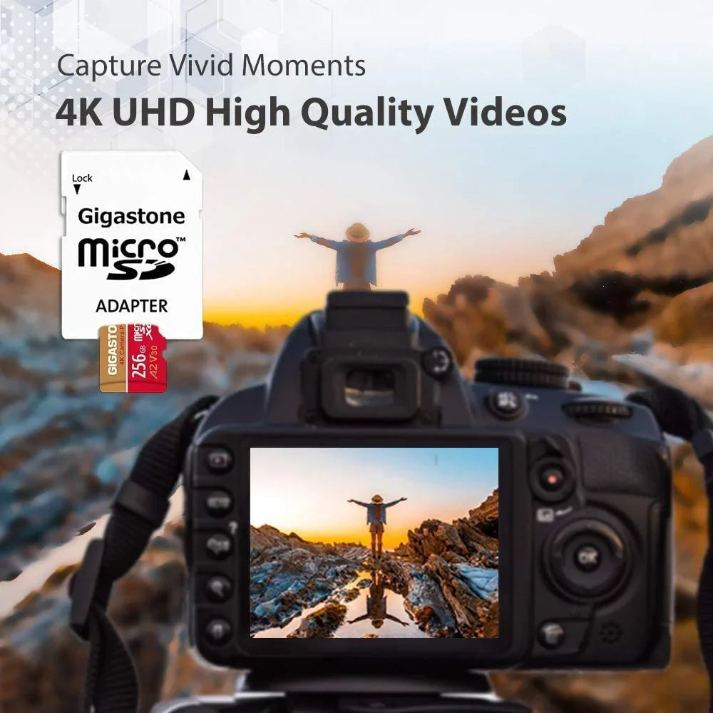 Gigastone 256GB Micro SD Card, 4K Video Recording, 4K Camera Pro, compatible with Nintendo Switch, Dash Cam, GoPro Cameras, R/W up to 100/50 MB/s, Micro SDXC UHS-I A1 V30 Class 10, 2 Pack (2x256GB)