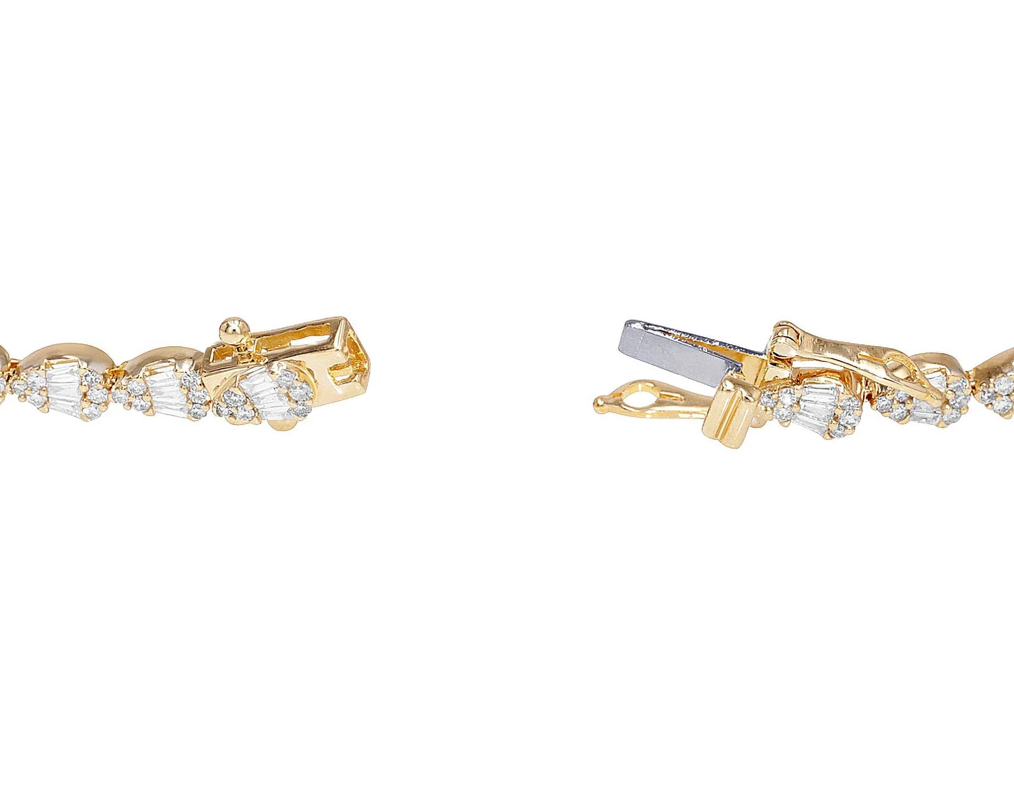 Tear Shaped Baguette Cluster 2.70 CT Diamond Tennis Link Bracelet Gold    4MM    7.75"