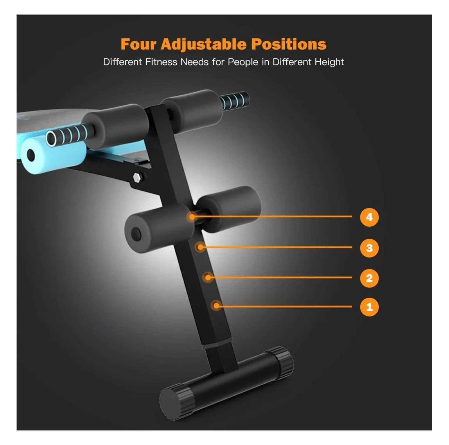 Sit Up Bench for , Sit-up Bench for Ab Workout Equipment with 3 Adjustable Height Settings for Home Gym, Reverse Handle