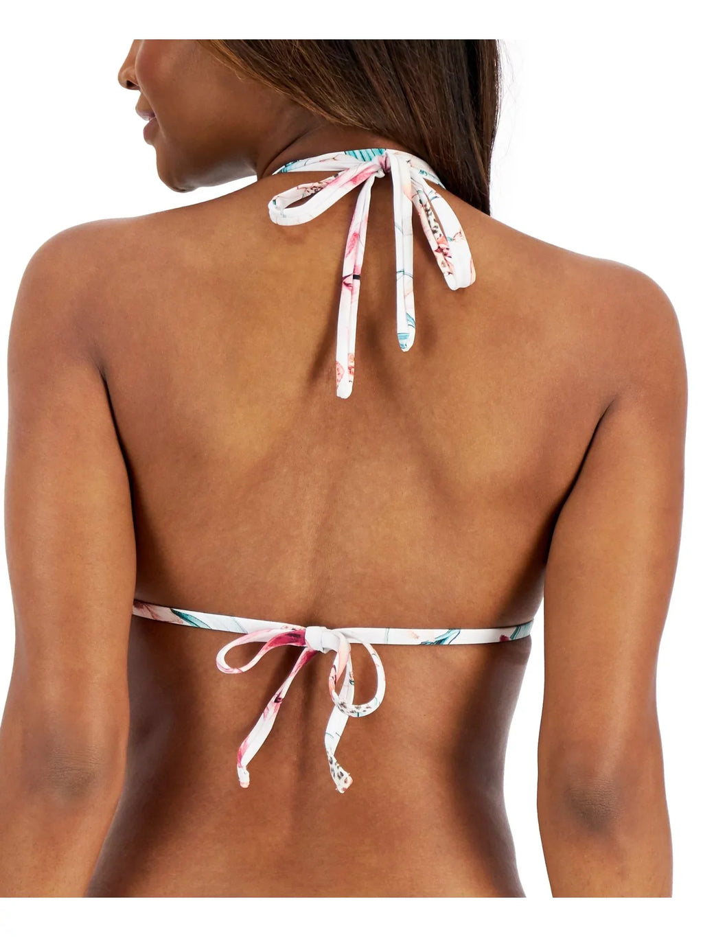LA BLANCA Women's White Stretch Tie Triangle Sweetheart Fixed Cups Halter Swimsuit Top 6