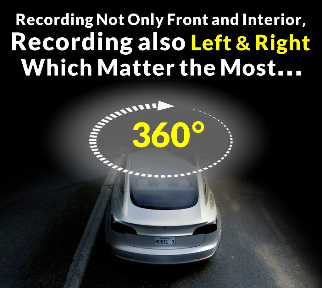 RYDEEN 360 View Surround View 4K Dash Camera 10-inch Touchdisplay Frameless Rearview Mirror with TFT Monitor w/ Auto Brightness Day/Night, DIY Install, Backup Video-in