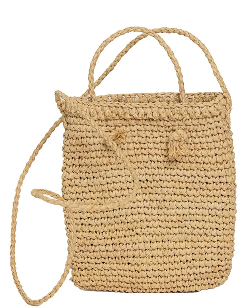 Hat Attack Harmony Mini Raffia Bag, Brown