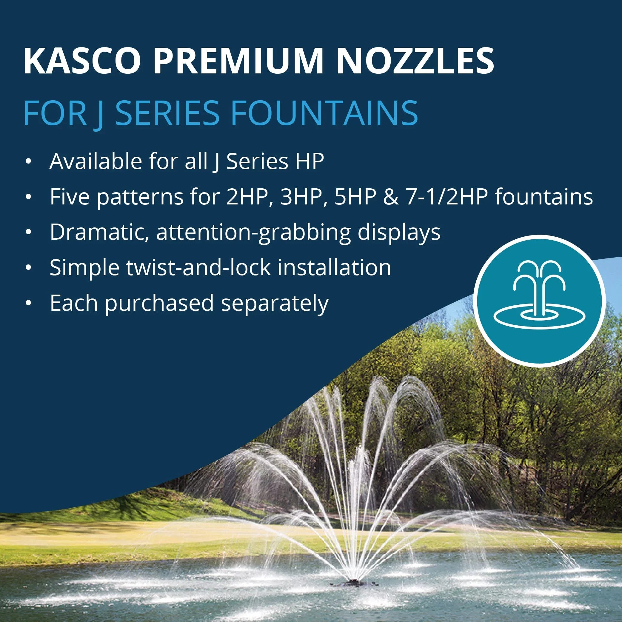 Kasco J Series 2 , 3 , 5  & 7-1/2  Palm Premium Fountain Nozzles Only (Fountain not Included)