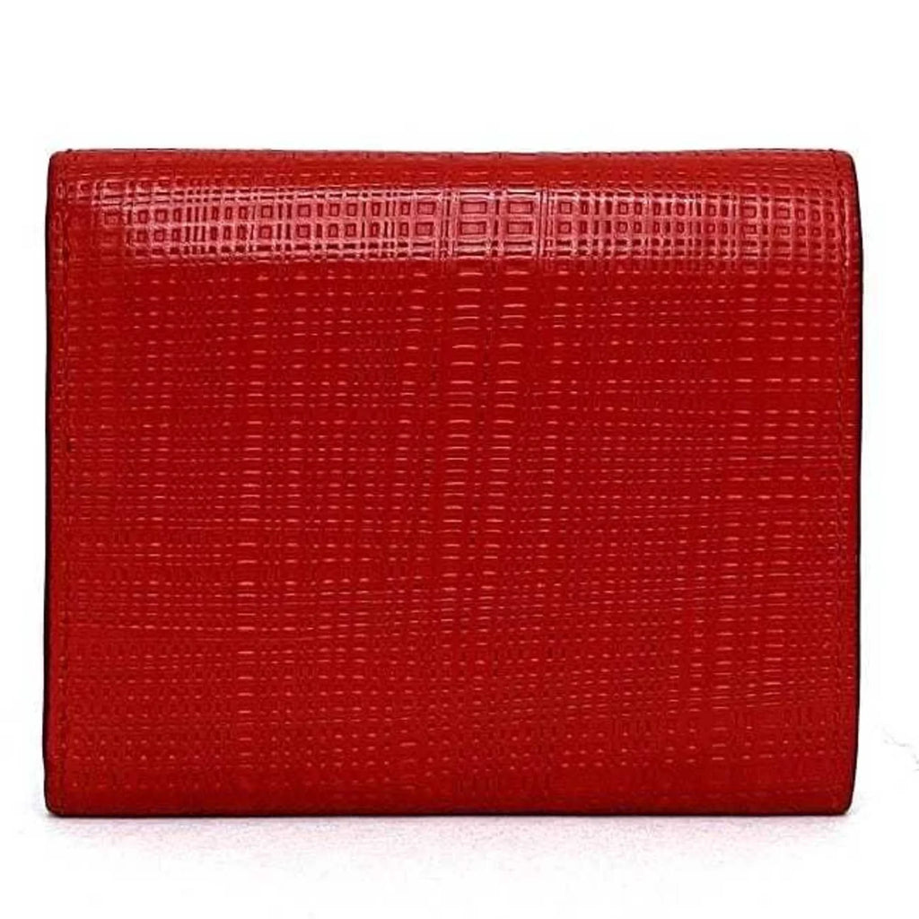 Pre-Owned Loewe trifold wallet red linen anagram leather grain LOEWE (Good)