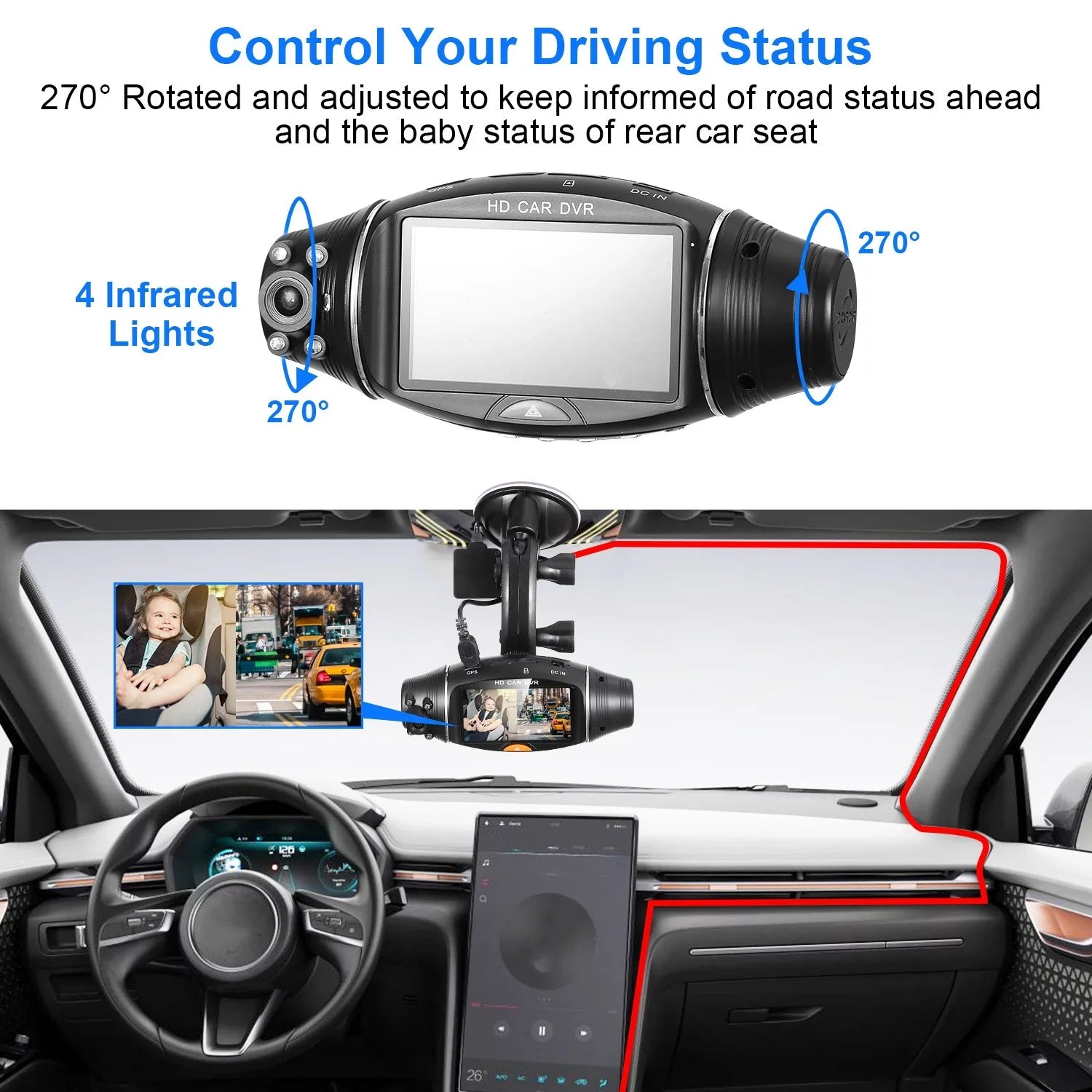 iMountek FHD 1080P Dual Lens Car DVR Dash Cam GPS Camera Video Recorder G-Sensor Night Vision