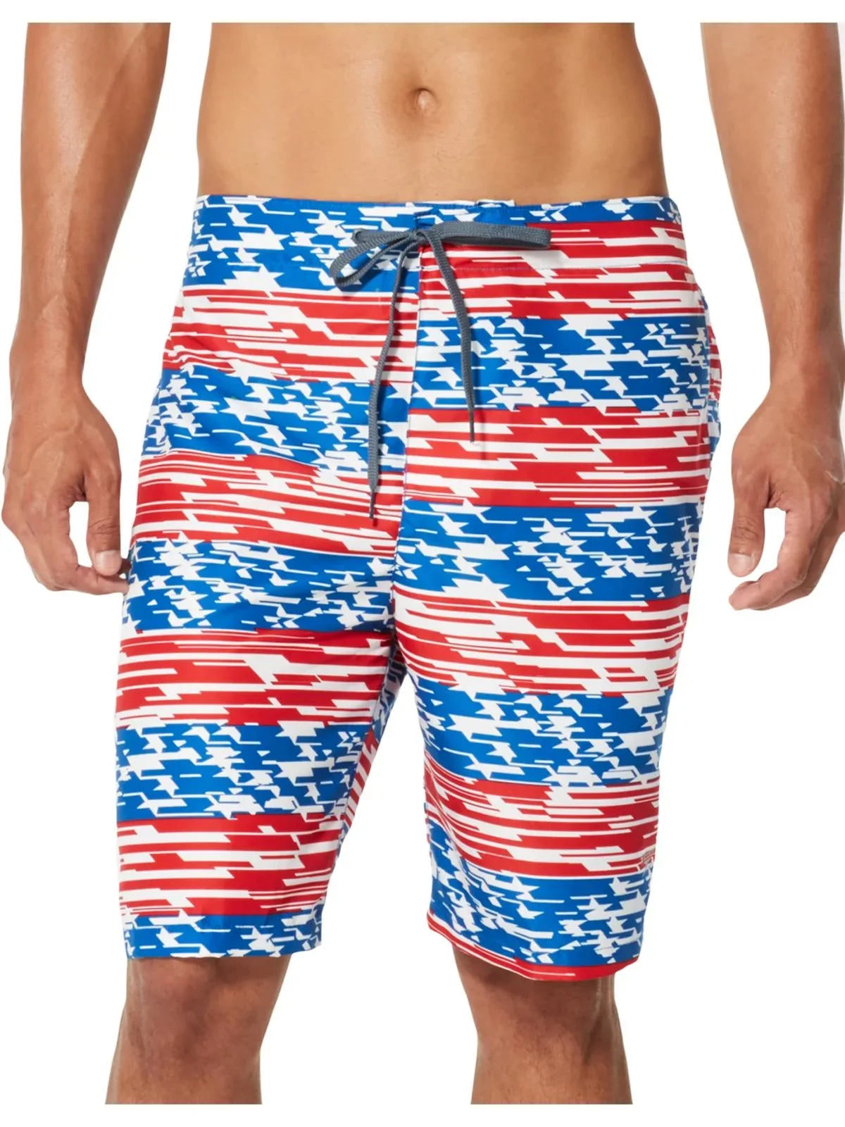Speedo Men's American Flag Stripe TurboDri 9" E-Board Swim Trunks Multi-2XL