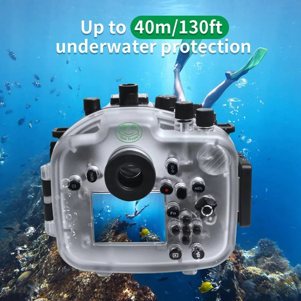 Seafrogs 40M/130FT Underwater Camera Housing for  A7R IV Compatible with  28-70mm 16-35mm F4 24-70mm F4 24mm F1.4 GM 50mm F1.8 85mm F1.8 Lens-Black