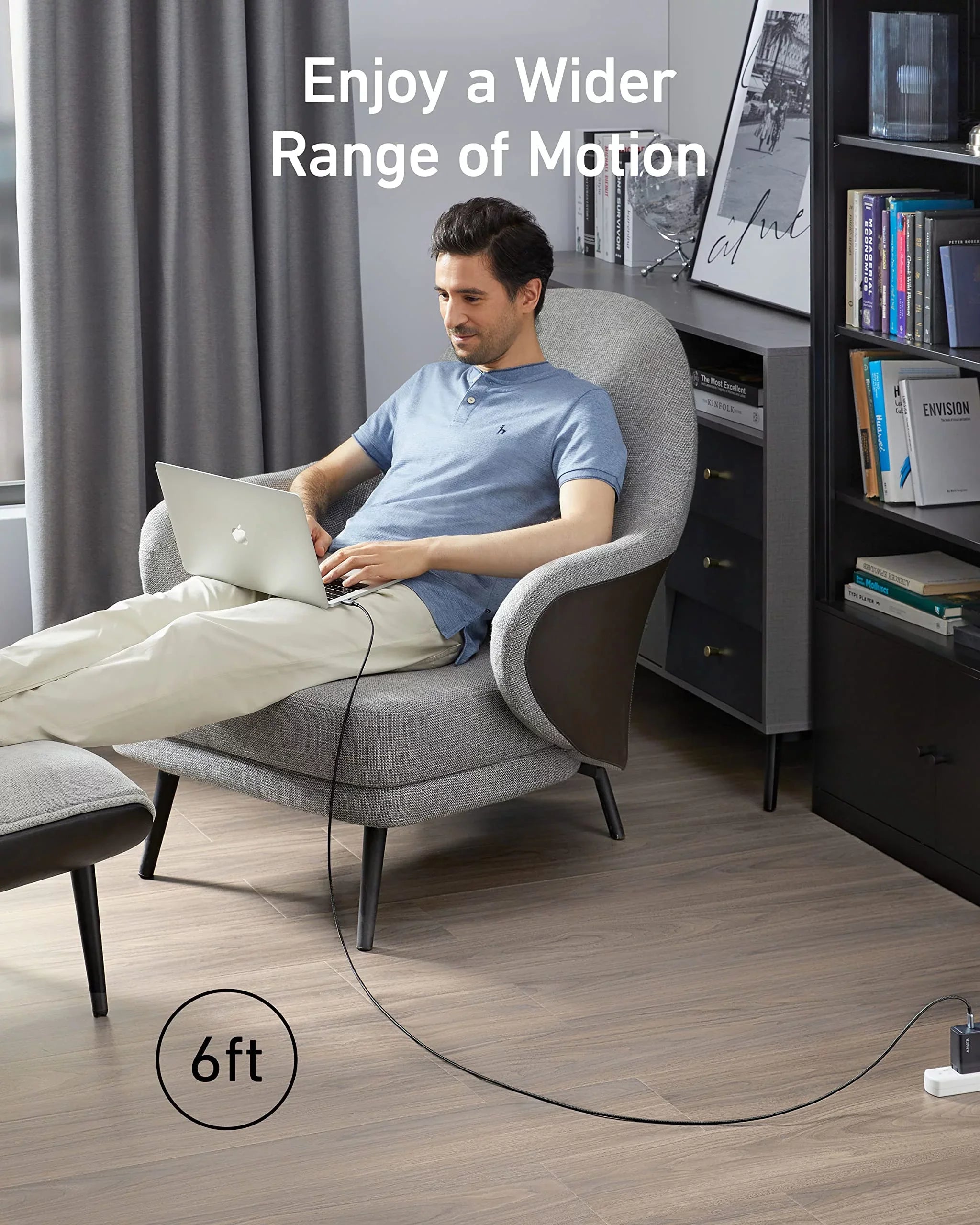Anker 735 Fast Charger (GaNPrime 65W) with USB-C to USB-C Cable