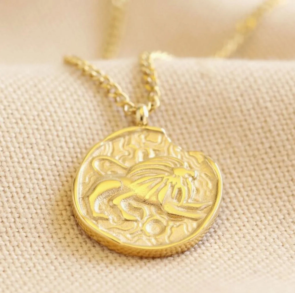 Blue Box Boutique Inc Gold Stainless Steel Leo Zodiac Pendant Necklace for Women, Teens | Horoscope, Birthday Gift