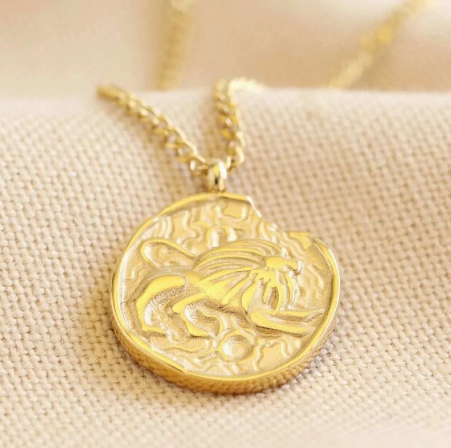 Blue Box Boutique Inc Gold Stainless Steel Leo Zodiac Pendant Necklace for Women, Teens | Horoscope, Birthday Gift