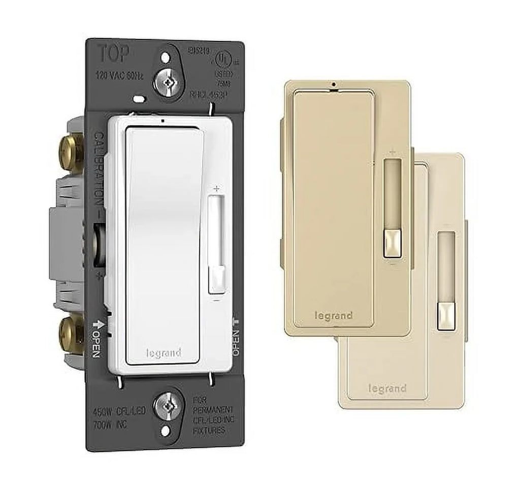 Legrand - Pass & Seymour Radiant Dimmer Light Switch, Single Pole Dimmer Switch and 3 Way Rocker Wall Switch, Interchangeable Tri-Color FacepLatitudees Paddle Dimmer, RHCL453PTCCCV4, 1 Count