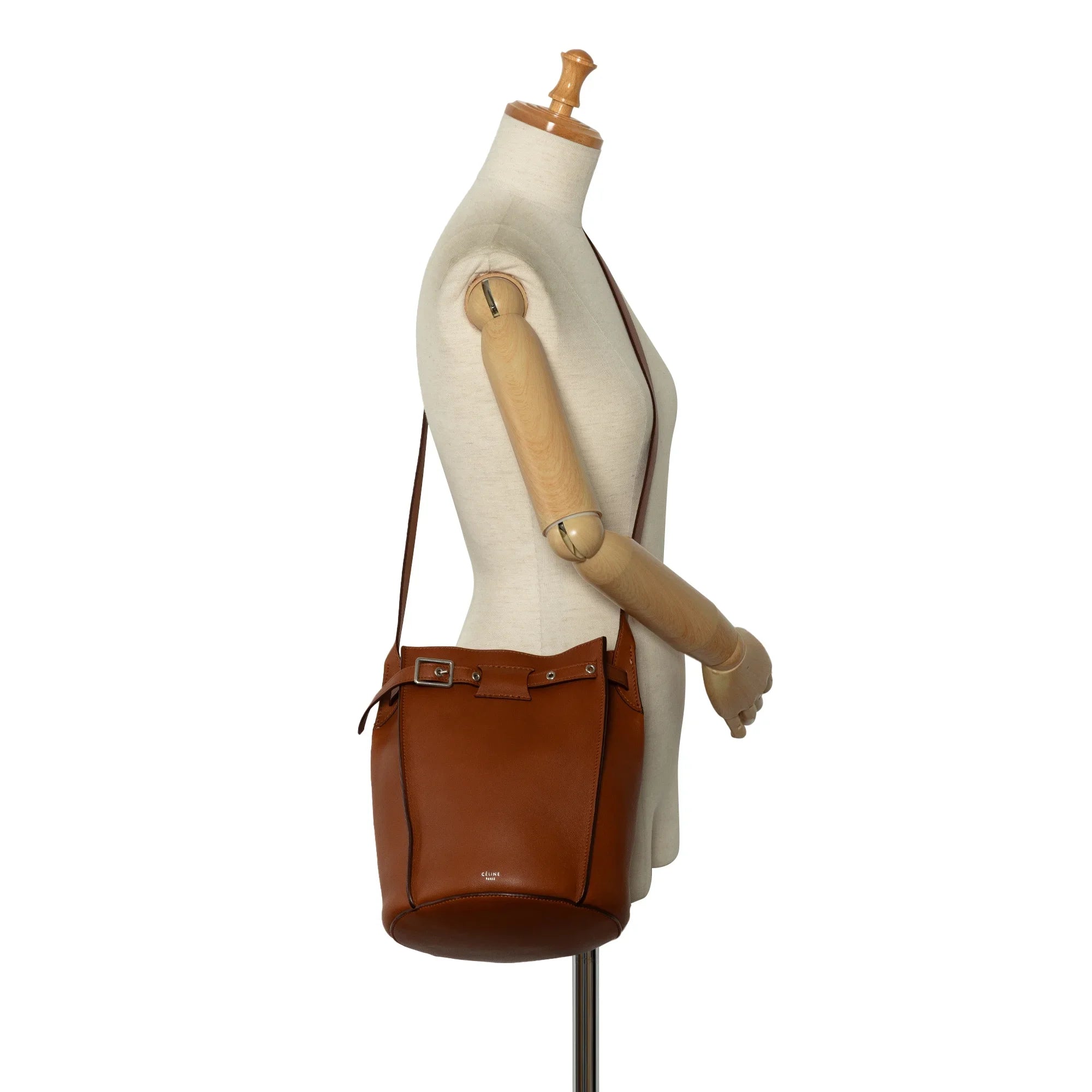 Pre-Owned Authenticated Celine Big Bag Bucket Calf Leather Brown Bucket Bag DrawstringBag Unisex (Good)