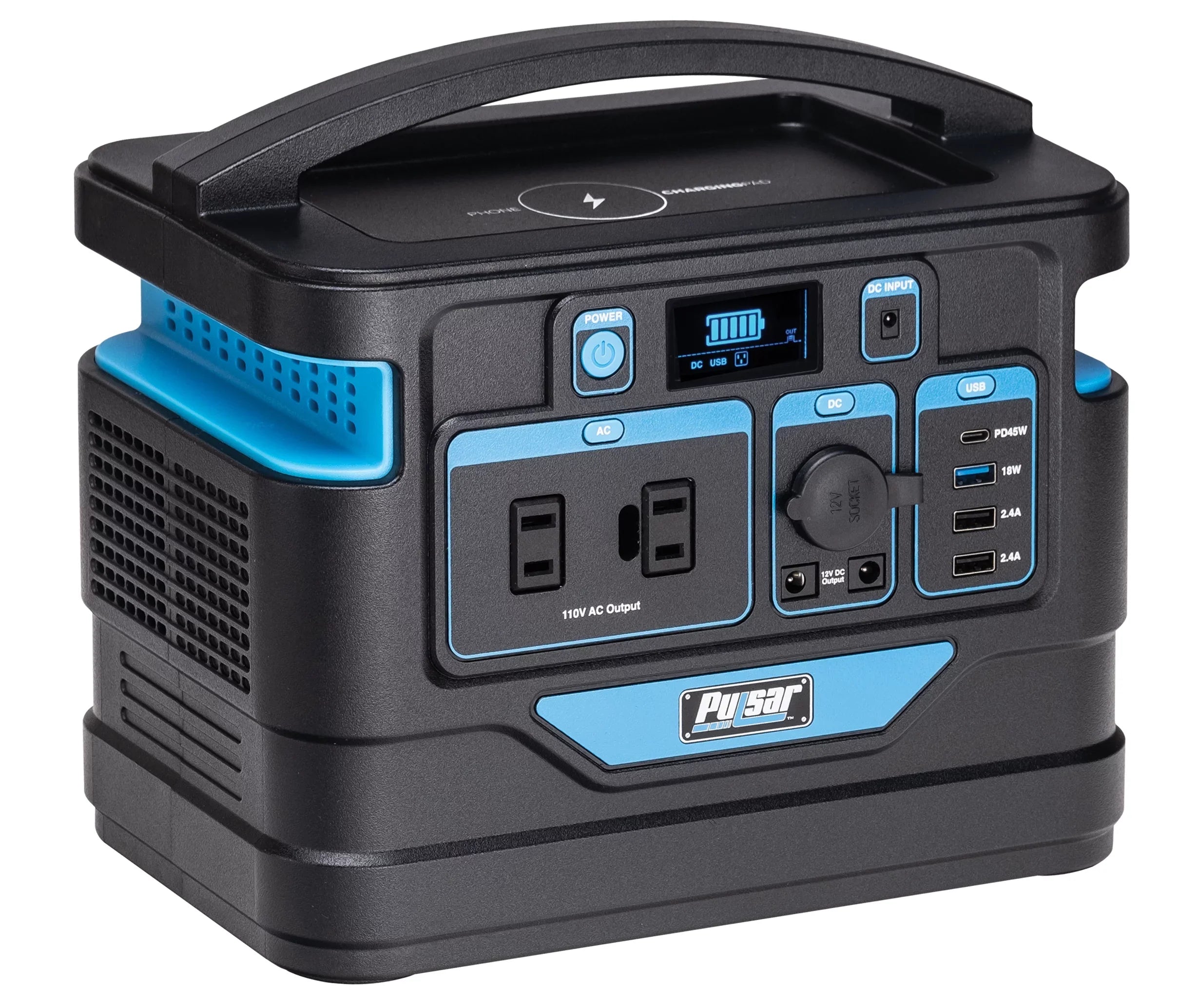 Pulsar 500 Watt Lithium-Ion Portable Power Station with LCD Display and Wireless Charging Pad (518Wh Capacity)