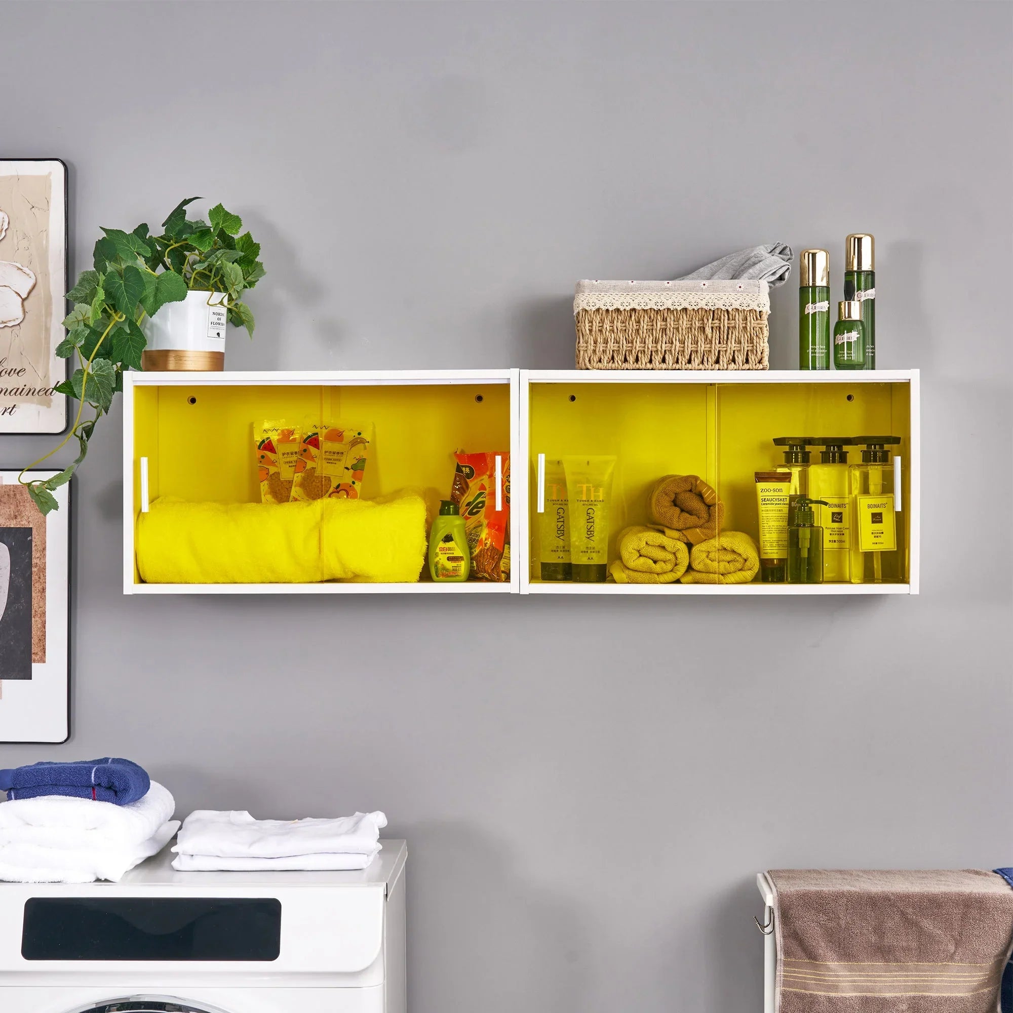 VECELO Bathroom Cabinet Wall Mounted, Multipurpose Storage Cabinet with Acrylic Sliding Doors for Bathroom Kitchen Living Room, White