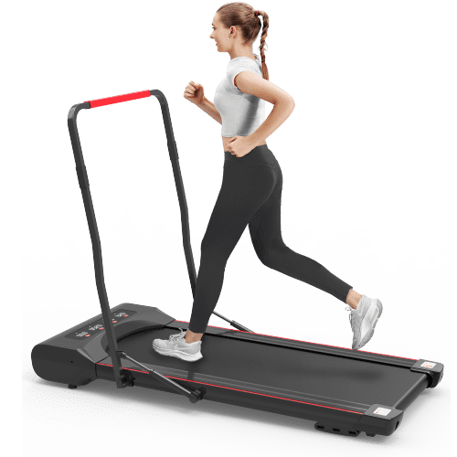 Under Desk Walking Pad Treadmill Foldable with Handlebar Remote Controll