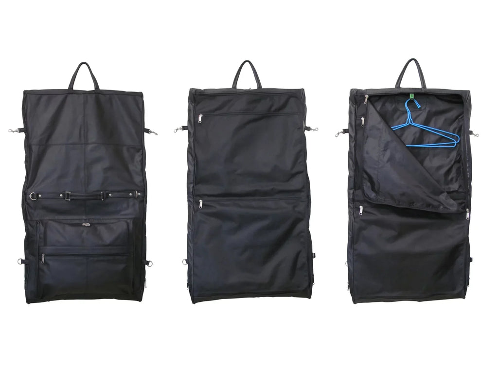 AmeriLeather Leather Three-suit Garment Bag (Black)