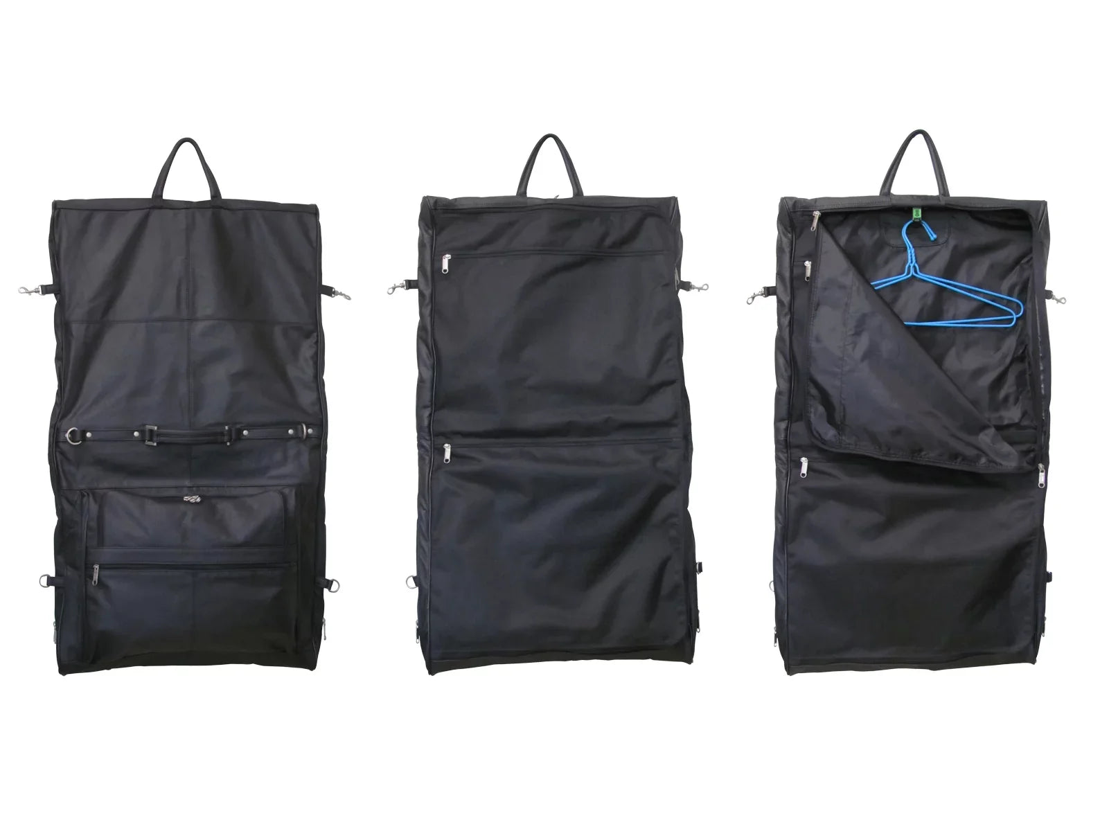 AmeriLeather Leather Three-suit Garment Bag (Black)