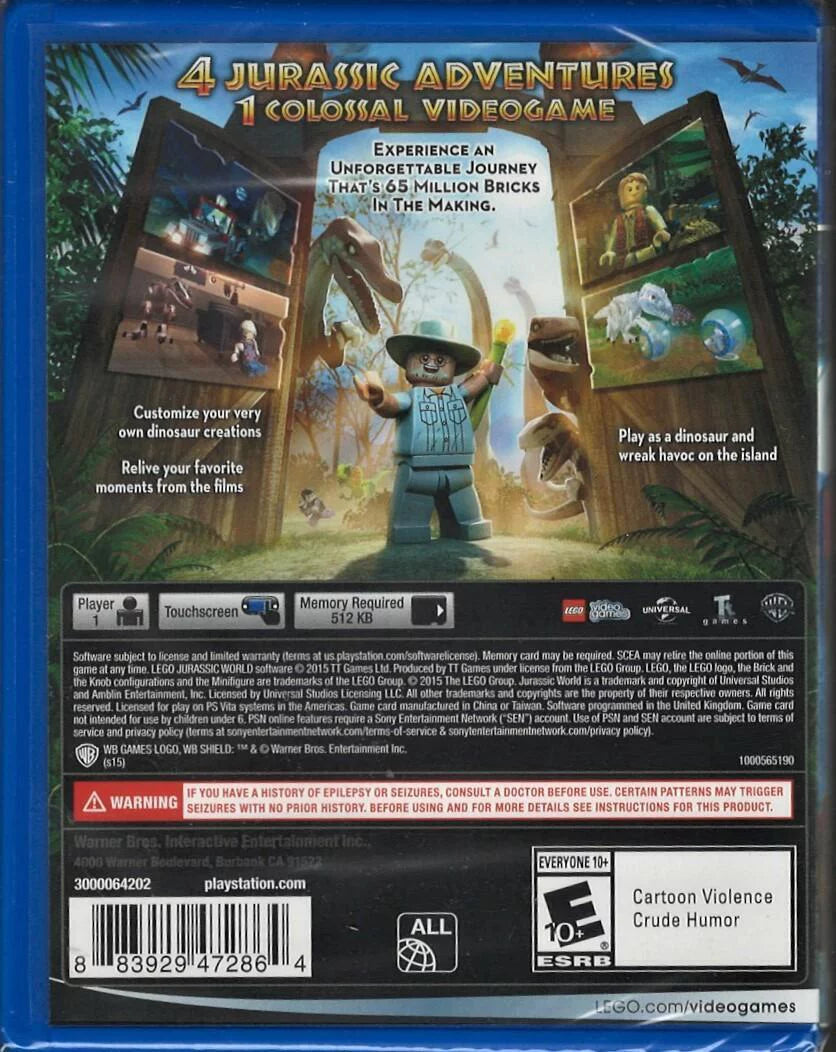 Jurassic World PSV (Brand New Factory Sealed US Version) PlayStation Vita,
