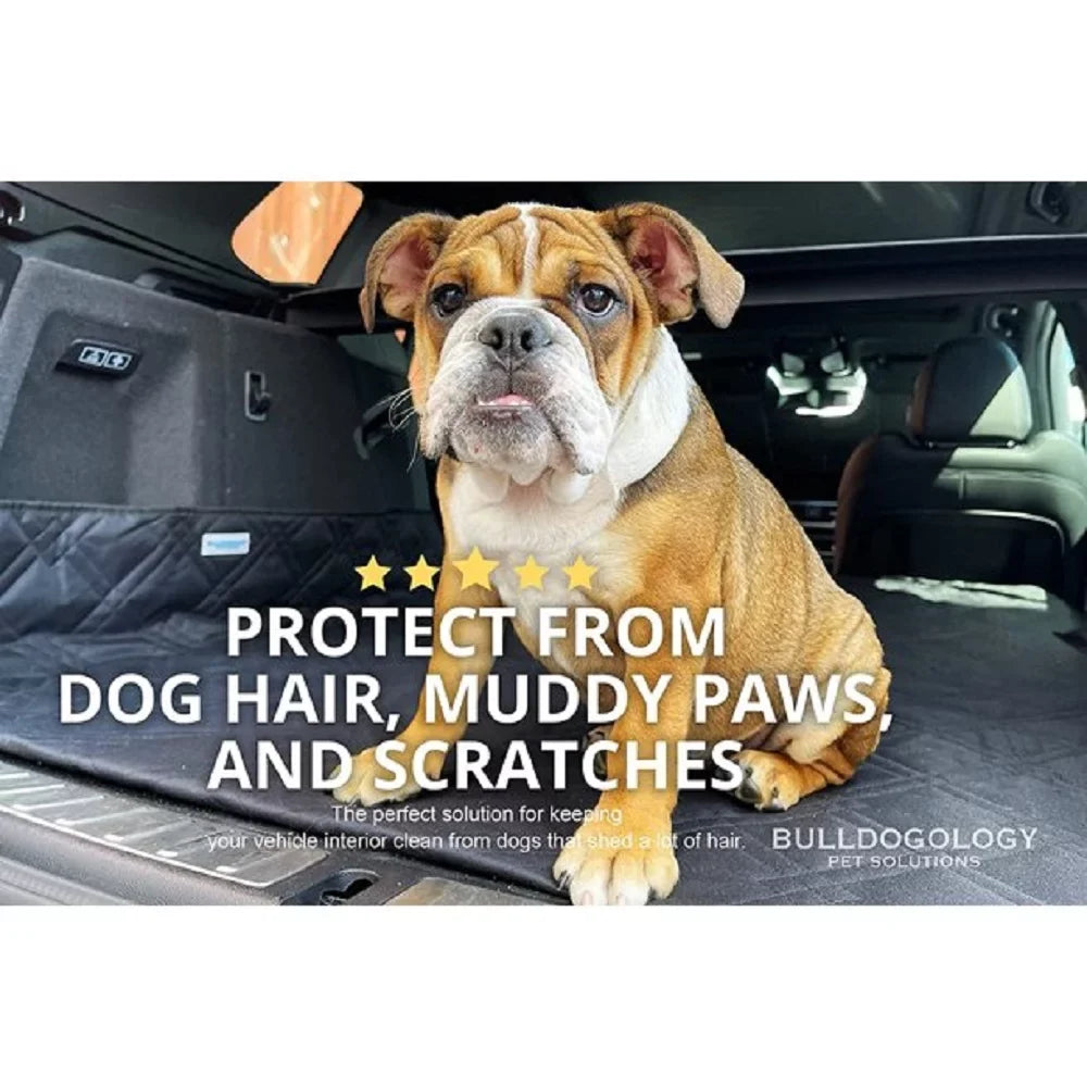 Bulldogology SUV Cargo Liner for Dogs - Heavy Duty Pet Trunk Cargo Cover - Dog Car Seat Cover Waterproof Nonslip - Dog Hair, Muddy Paws, Scratches Cover Protector for Cars Vans SUVs (X-Large, Grey)