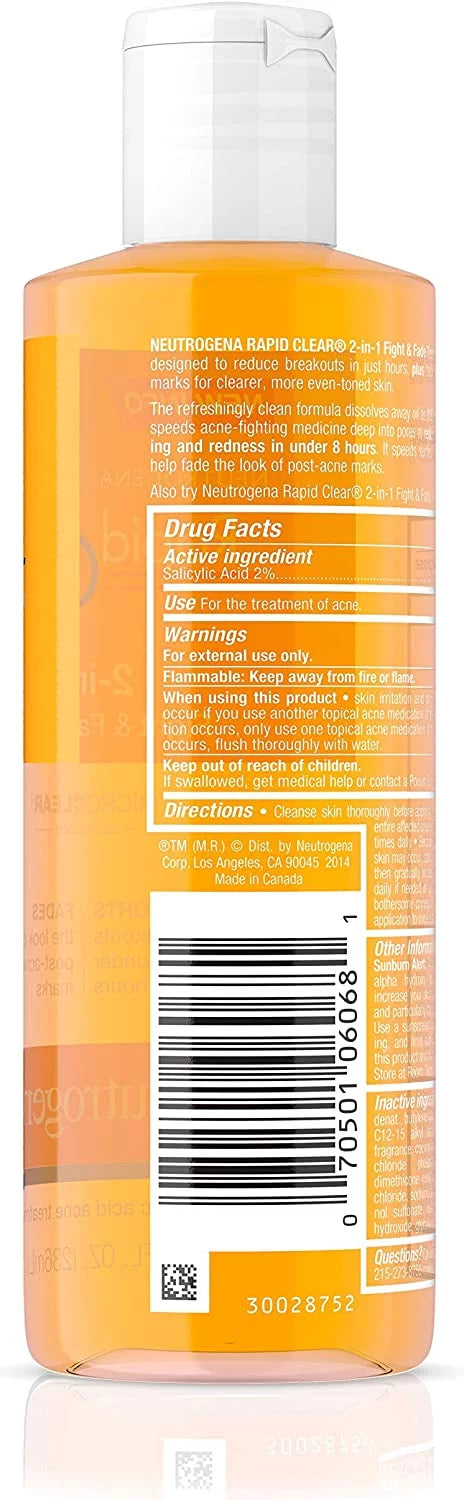 Neutrogena Rapid Clear 2-in-1 Fight & Fade Toner 8 oz (Pack of 2)