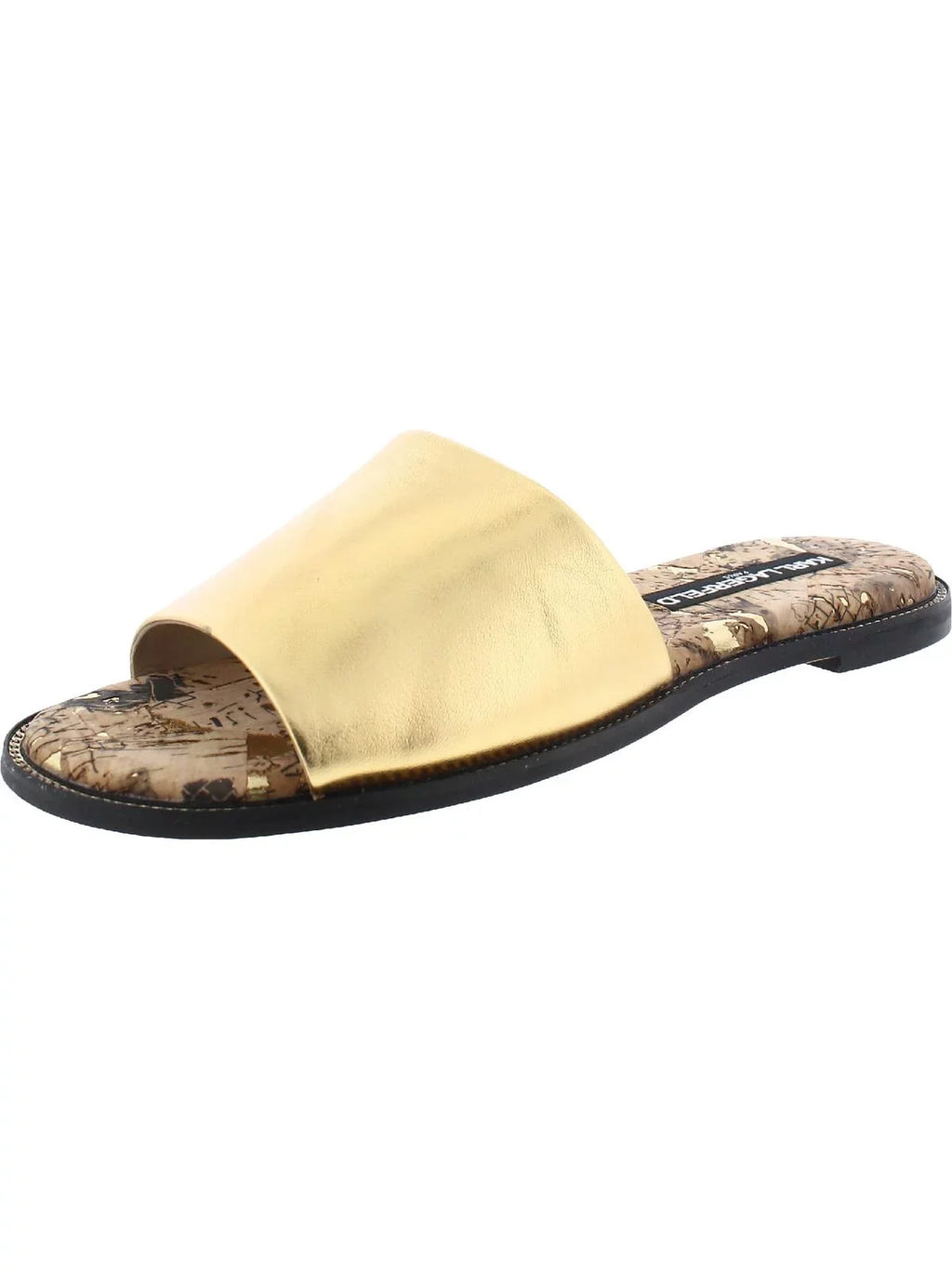 Karl Lagerfeld Paris Womens Gloria Leather Cork FLatitude Sandals