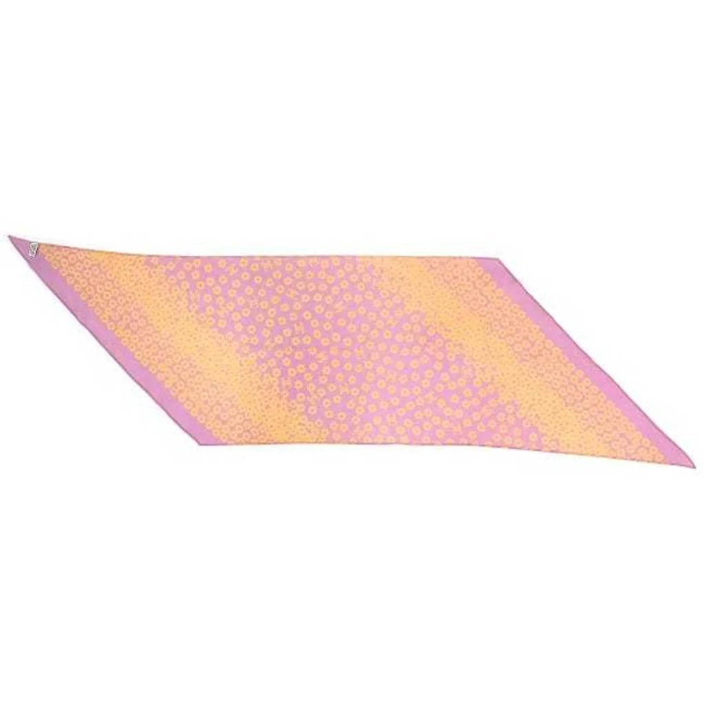 Pre-Owned Chanel scarf muffler pink yellow flower silk 100% CHANEL here mark see-through ladies (Good)