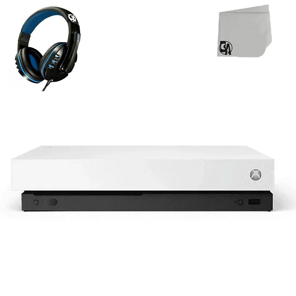 Xbox One X 1TB, 4K Ultra HD White Console Only with Headset BOLT AXTION Bundle Like New