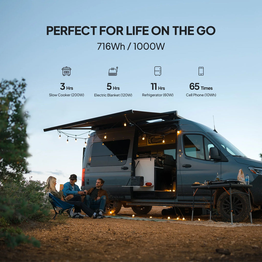 BLUETTI AC70+B80 Portable Solar Generator, 768Wh LiFePO4 Power Station, 80% Charge in 45 Mins, 1000W Rated Power (2000W Lifting Power) for Camping, Hiking, Home Backup