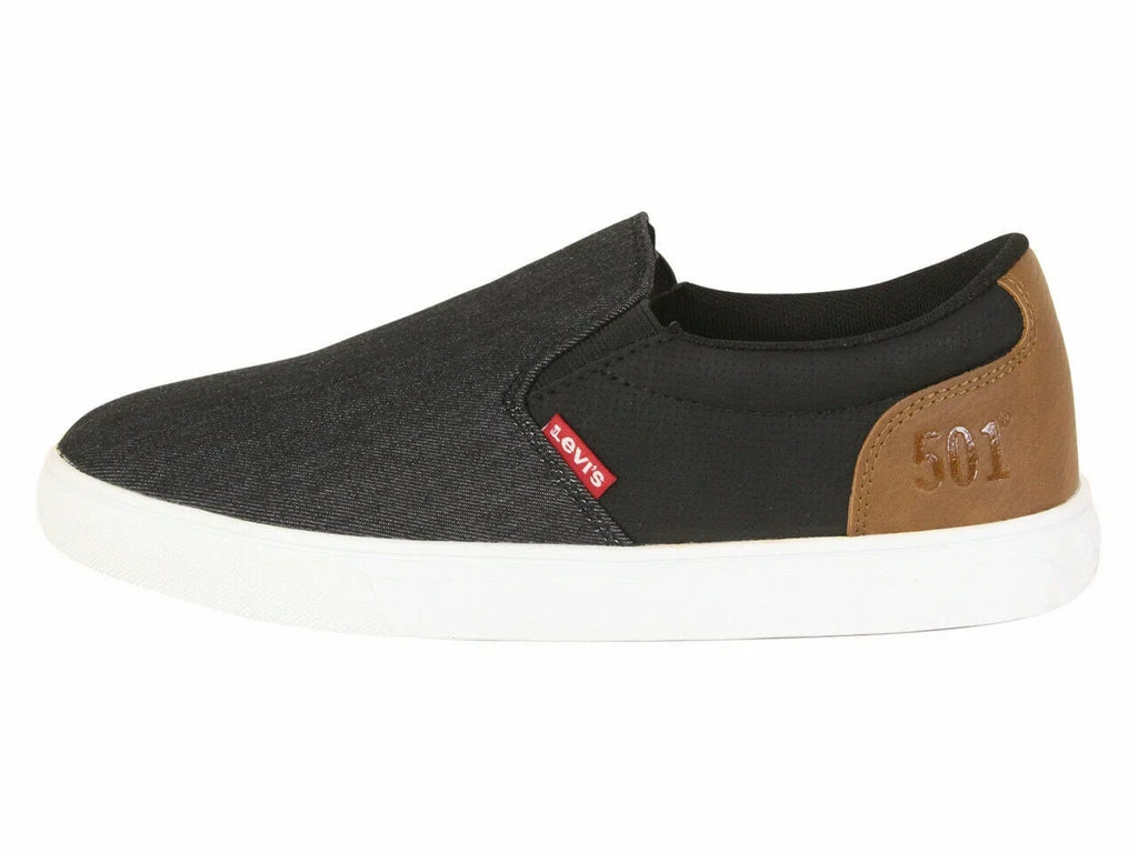LEVIS JEFFREY 501 SLIP-ON LOW TRAINER SPORT SNEAKERS MEN SHOES BLACK SIZE 11 NEW