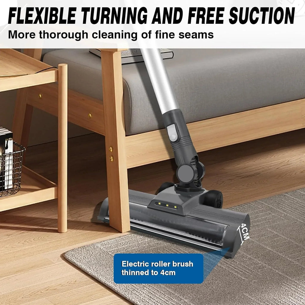 Household Cordless Vacuum Cleaner, 4 in1 Cordless Stick Vacuum Cleaner with 22000Pa Suction, 2.0Ah Battery Max 35Mins Runtime, Lightweight Quiet Vacuum for Hardwood Floor Carpet Pet Hair
