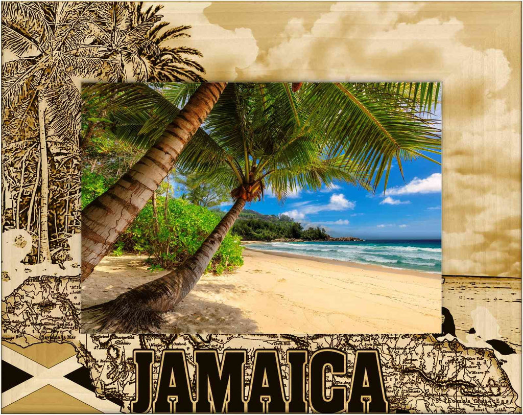 Jamaica Laser Engraved Wood Picture Frame Landscape (3 x 5)