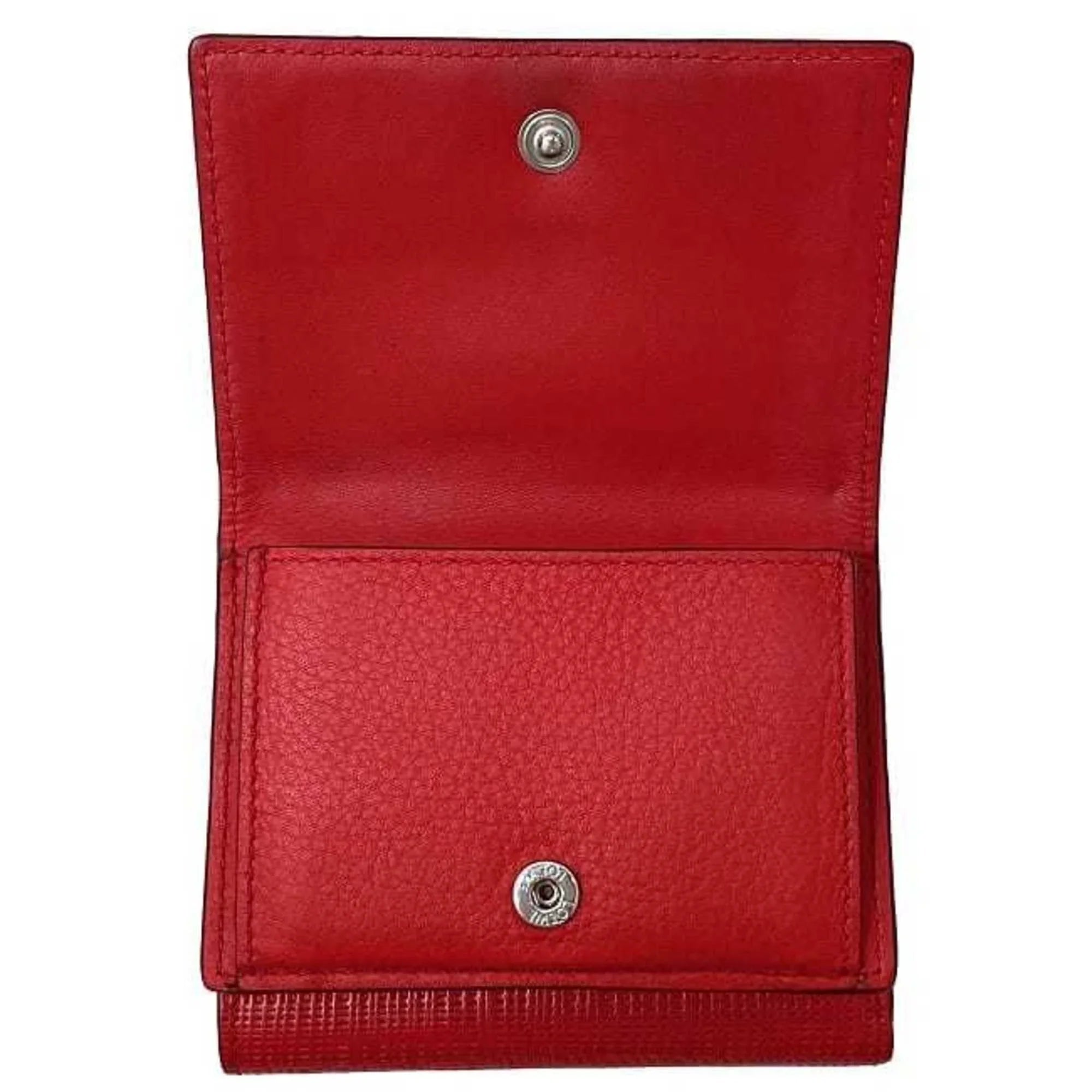 Pre-Owned Loewe trifold wallet red linen anagram leather grain LOEWE (Good)