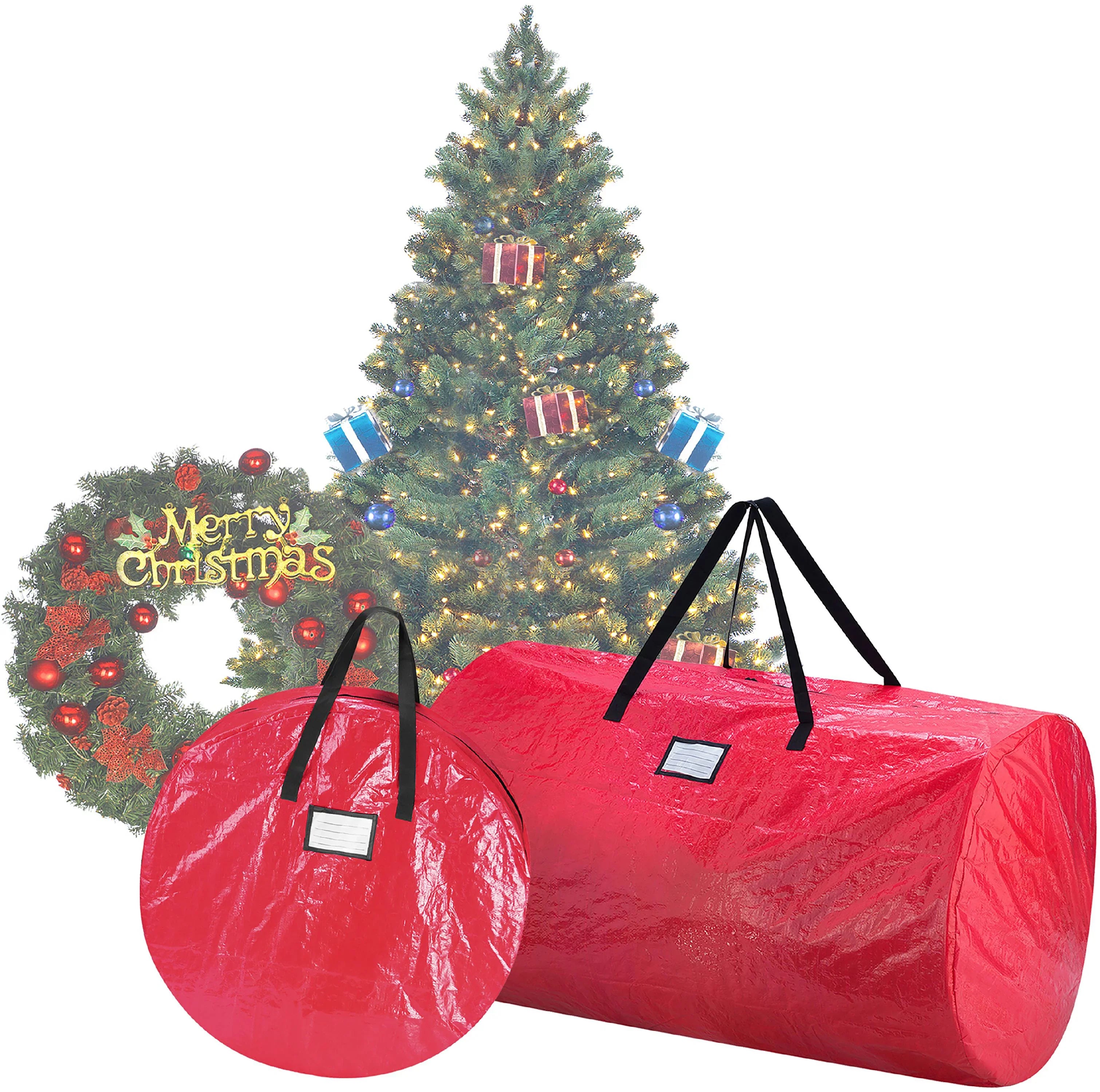 Elf Stor Tree & Wreath Storage Bag Combo-Red, 9ft Tree, 30" Wreath