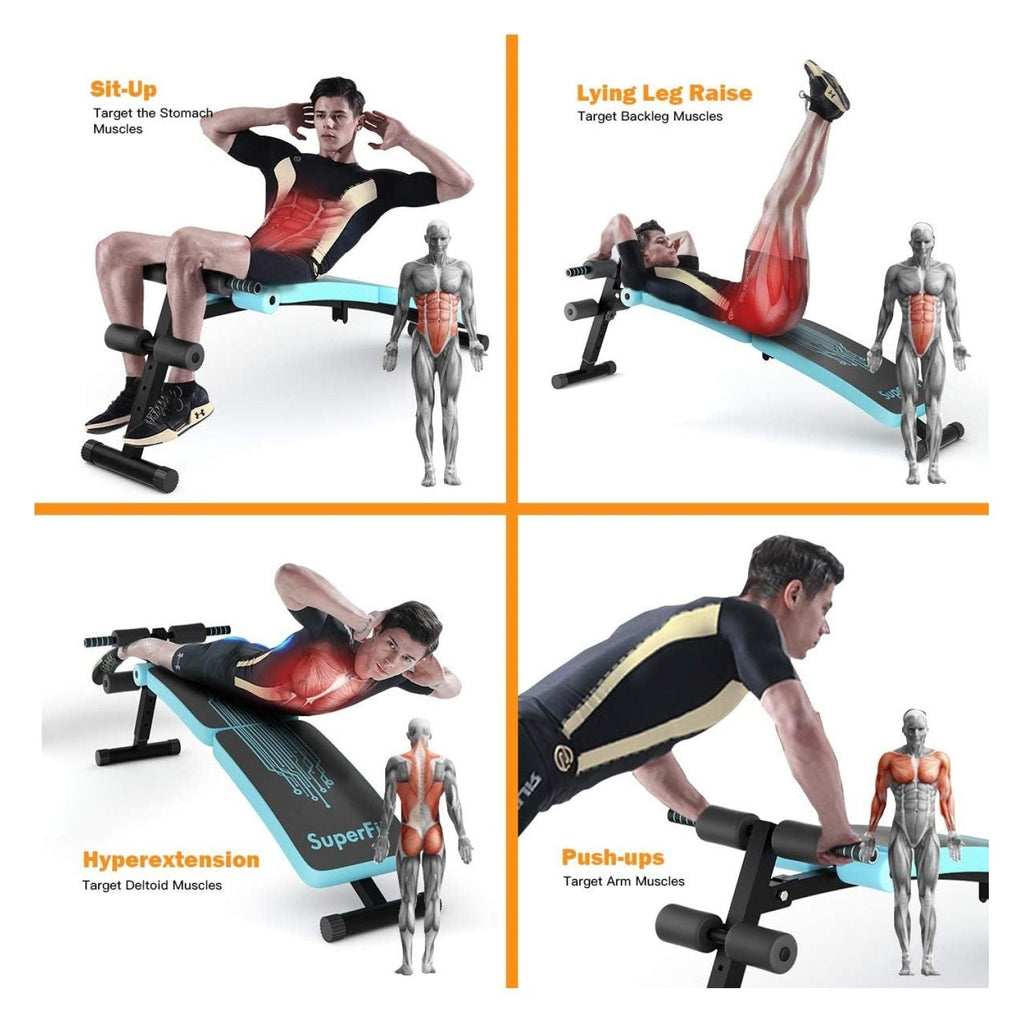 Sit Up Bench for , Sit-up Bench for Ab Workout Equipment with 3 Adjustable Height Settings for Home Gym, Reverse Handle