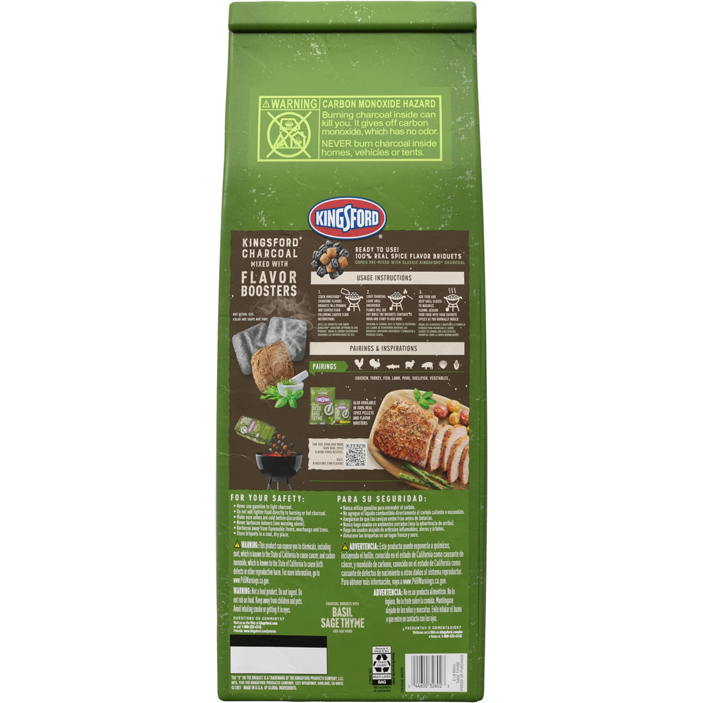 Kingsford Signature Flavors Oak Charcoal Briquettes with Basil, Sage, and Thyme, 8 lb