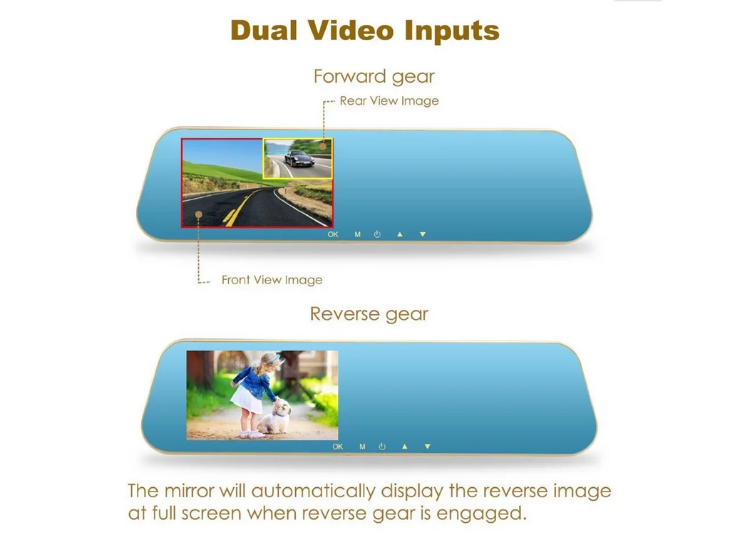 X10 Car DVR, Car Camera Car Video Recorder Full HD 1080P Car Video Camera 4.3 Inch LCD with Dual Lens for Vehicles Front Rearview Mirror DVR Dash Cam with Reverse Parking System