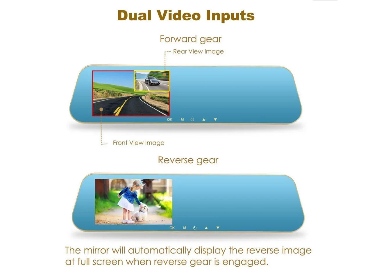 X10 Car DVR, Car Camera Car Video Recorder Full HD 1080P Car Video Camera 4.3 Inch LCD with Dual Lens for Vehicles Front Rearview Mirror DVR Dash Cam with Reverse Parking System
