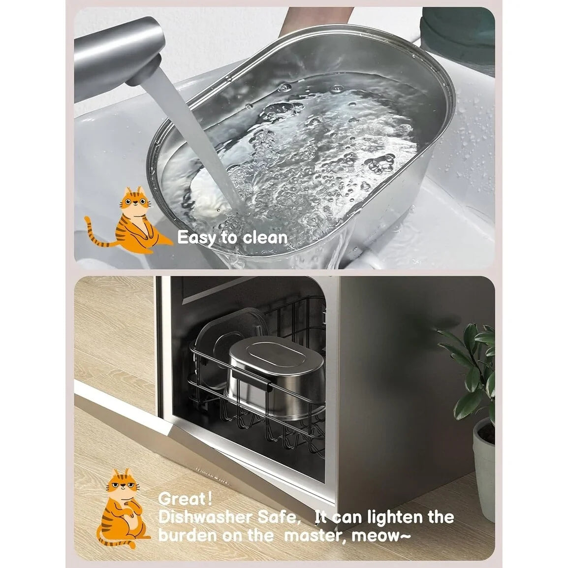 Cat Fountains for Drinking with Quiet Pump,with 6pcs Carbon Filter and 3pcs Sponge - Stainless Steel