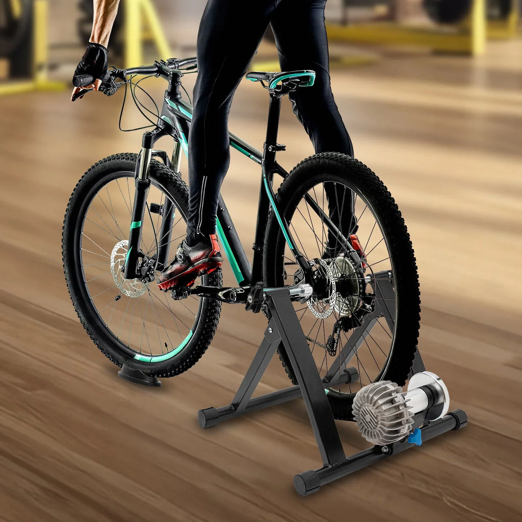 Portable Bike Trainer Stand Indoor Bicycle Trainer Stand Training Rack 26-29 700C Bike 900W Black