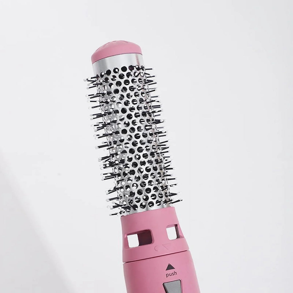 5-in-1 Electric Hair Dryer Brush - Negative Ionic Hair Styler with Detachable Brush Heads - Blow Dryer Brush for Straightening and Automatic Curling Styling, Color: Pink