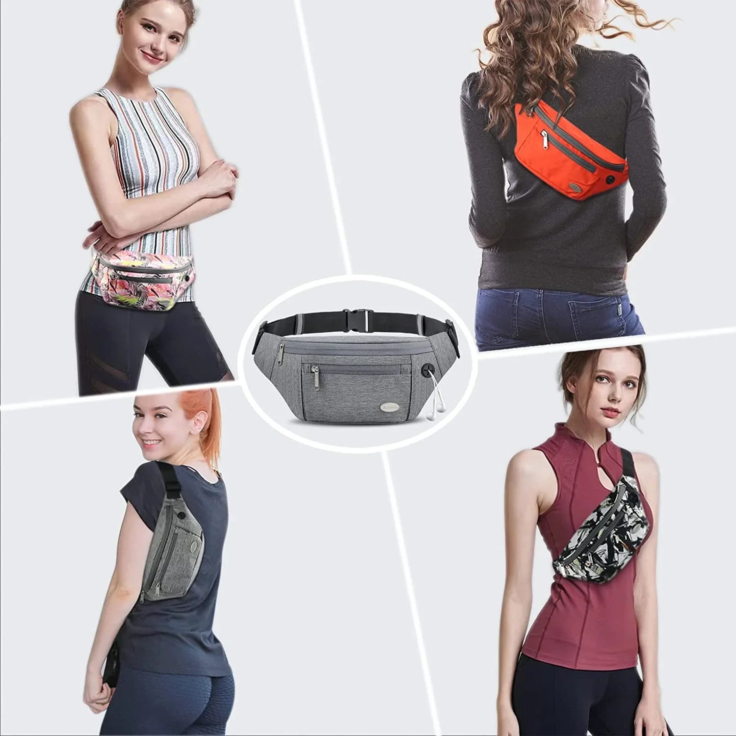 Entchin Fanny Pack for Women Men with 4-Zipper Pockets, premium fashion Waist Pack Crossbody Bum Bags for Hiking, Running, Travel, Cycling and Casual