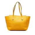 Pre-Owned Authenticated Gucci Medium Swing Tote Calf Leather Yellow Tote Bag Unisex (Good)