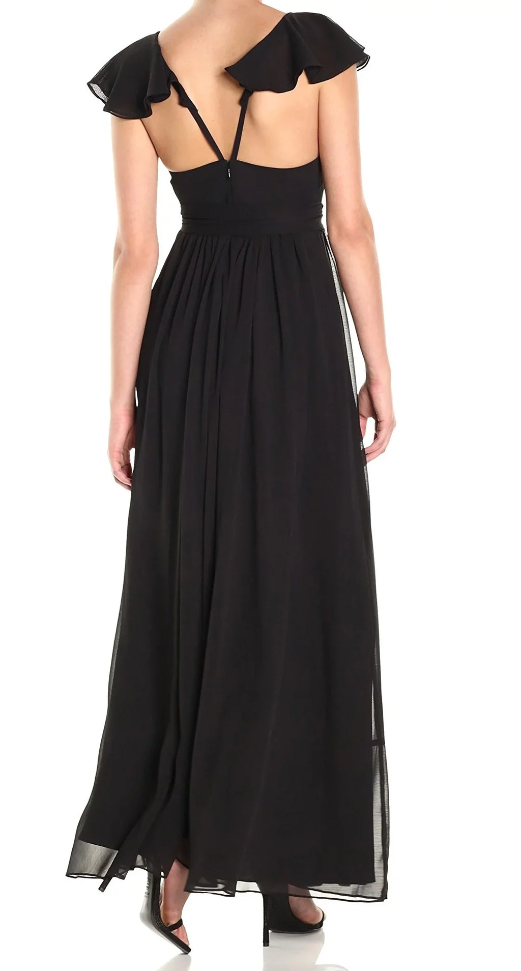 Jill Stuart Women's Ruffle Chiffon Gown (4, Black)