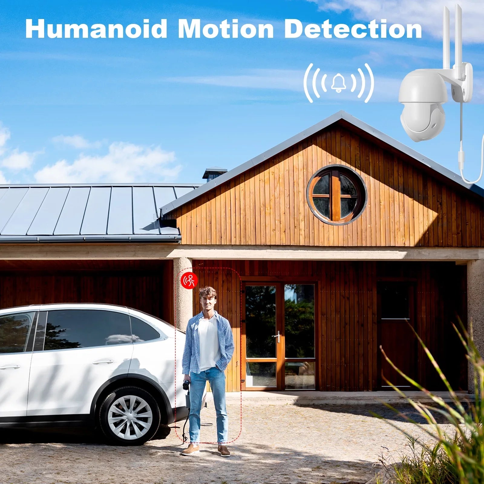 TOPVISION 2K Solar Security Camera Outdoor with Spotlight, Wireless WiFi, 4X Digital Zoom, 360° View PTZ, PIR Motion Detection, Full Color Night Vision, Spotlight, Two-Way Talk