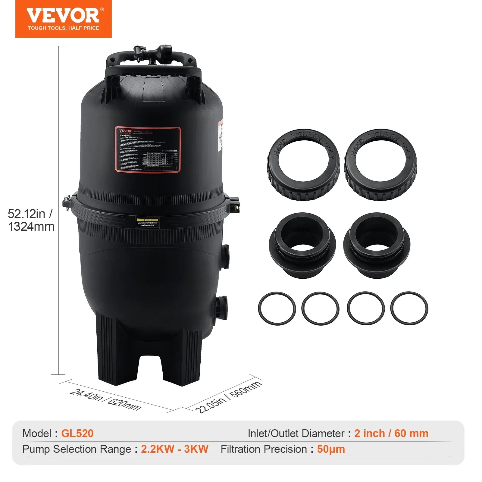 SKYSHALO 525Sq.Ft Pool Cartridge Filter In/Above Ground Swimming Pool Filtration