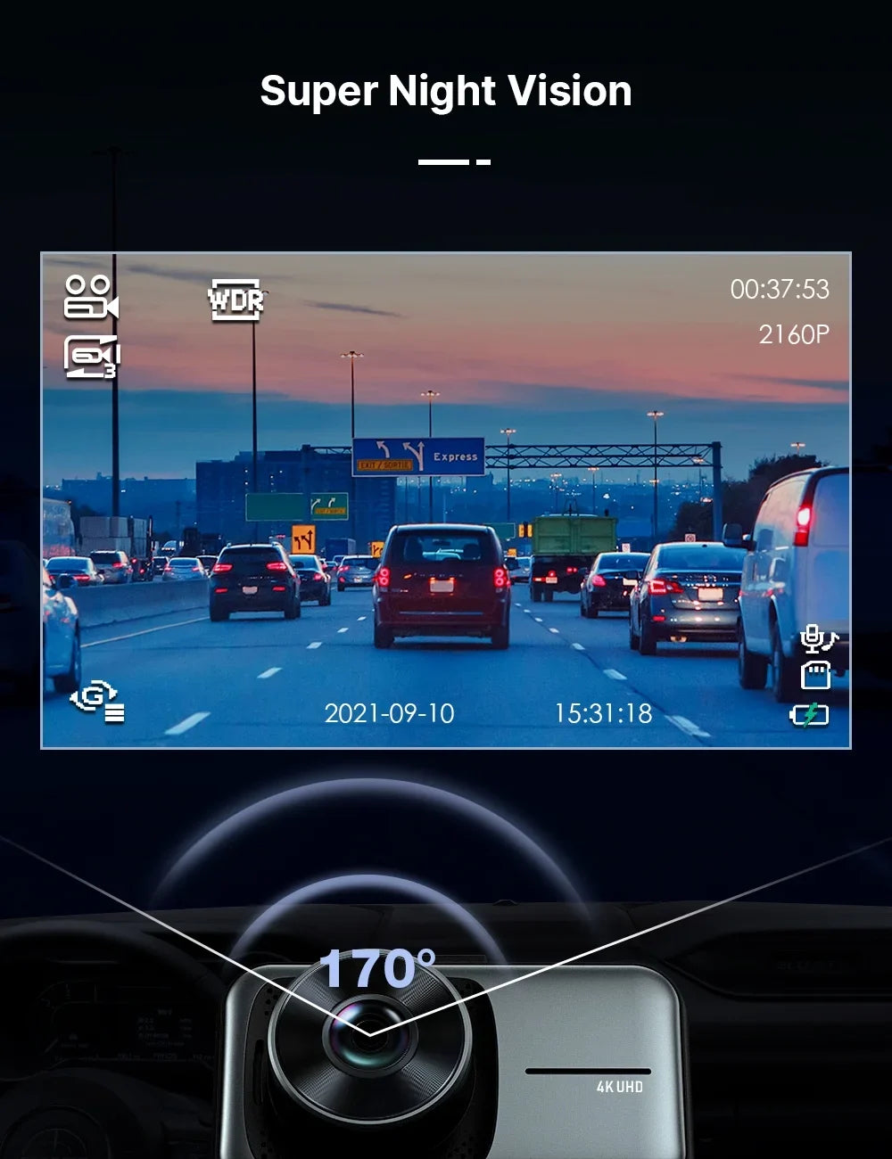 Dual Dash Cam Front and Rear 4K+1080P Dash Cam for Cars, 3" Car Dash Camera with Parking Monitor, Support 256GB