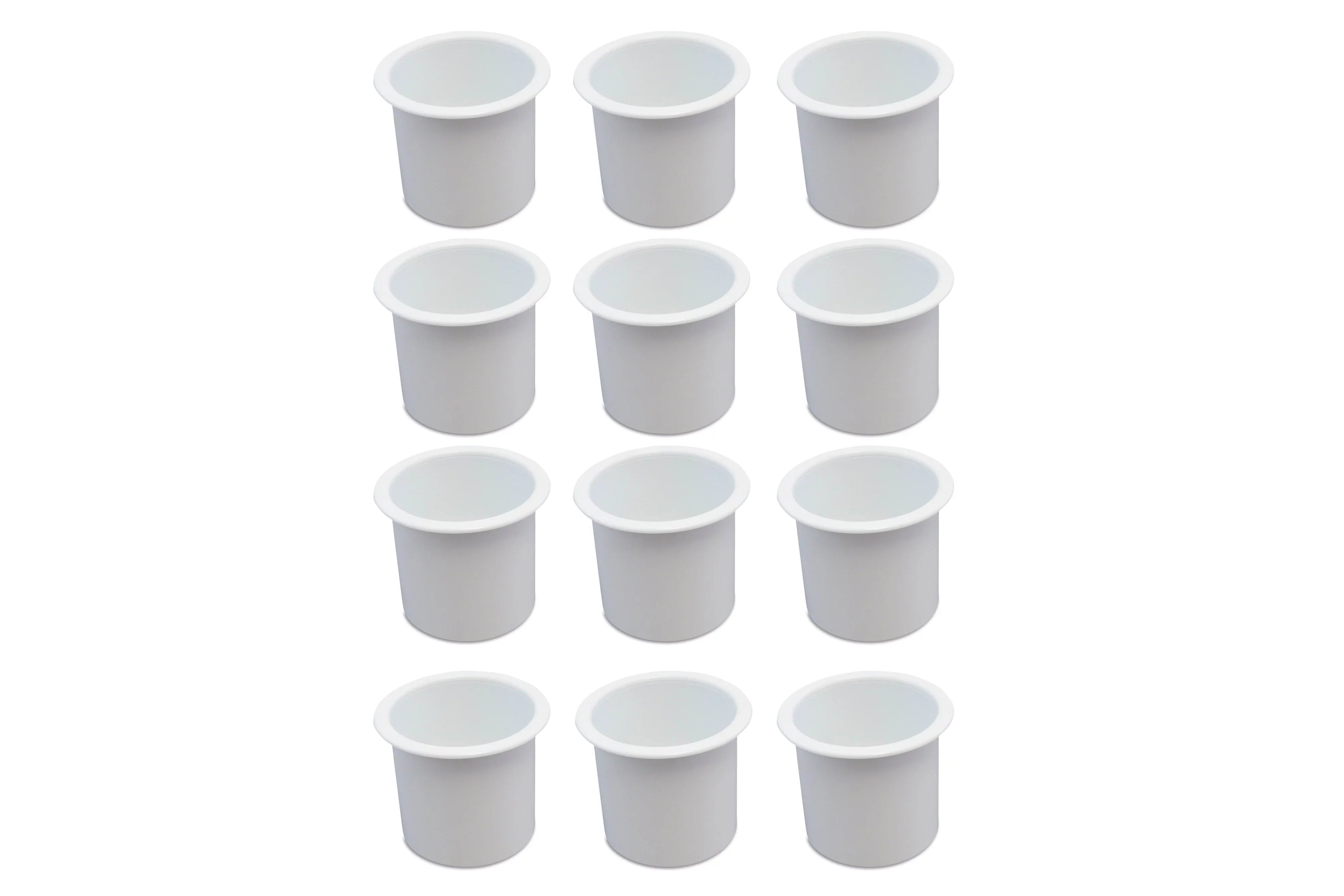 12 Cup Holder Plastic Pocket Recessed Drop In Insert Universal for Boat RV Car Truck Sofa Game Table Marine Pontoon Motorhome Camper White