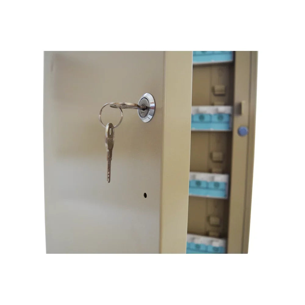 EQCOTWEA Key Cabinet 100 Hooks Lock Box Wall Mount Key Organizer Beige