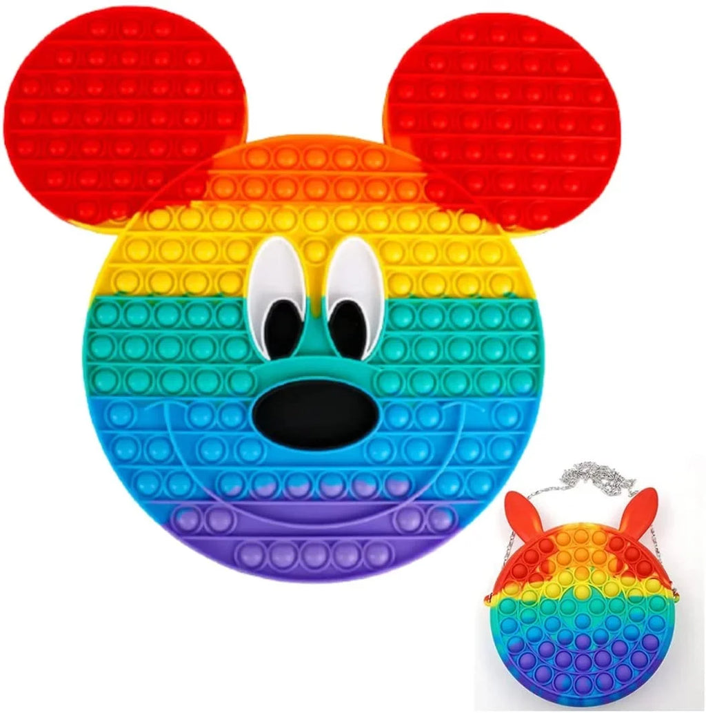 Large Red Rainbow Mouse Popits with Matching Popits Handbag, Perfect Gifts for Women and Teens